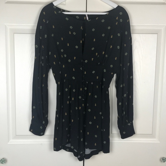Free People Love Grows Romper Black Combo XS - Picture 2 of 8